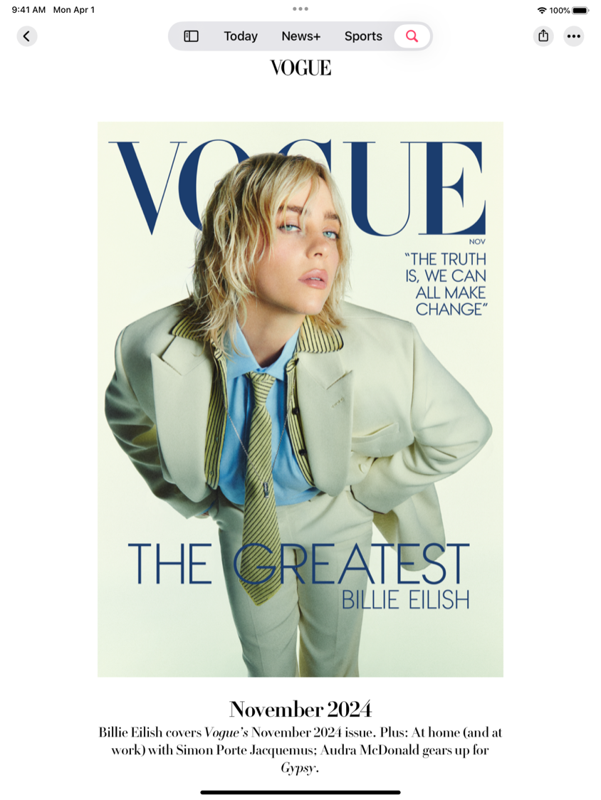 Das Cover der Vogue mit einem Bild der Musikerin Billie Eilish.