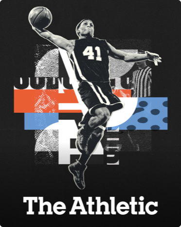 Das Cover von The Athletic mit einem Schwarz-Weiß-Bild des Basketballspielers Quincy Olivari.
